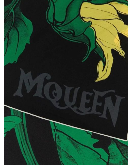 McQueen Green Sunflower Scarf