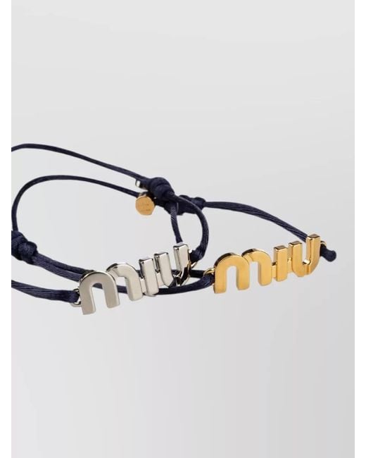 Miu Miu Multicolor Adjustable Cord Bracelet Dual Tone Design