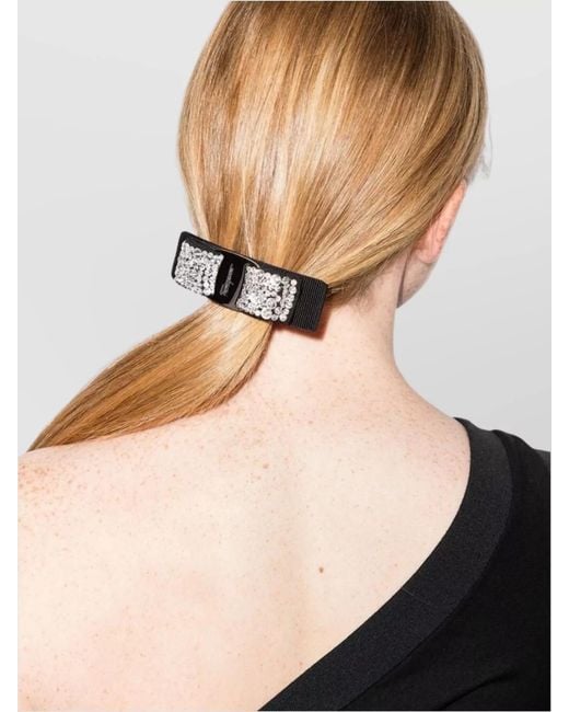 Ferragamo Metallic Crystal Bow Hair Clip