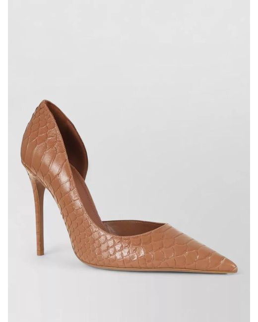 Paris Texas White Crocodile Effect Leather Pointed Toe Pumps