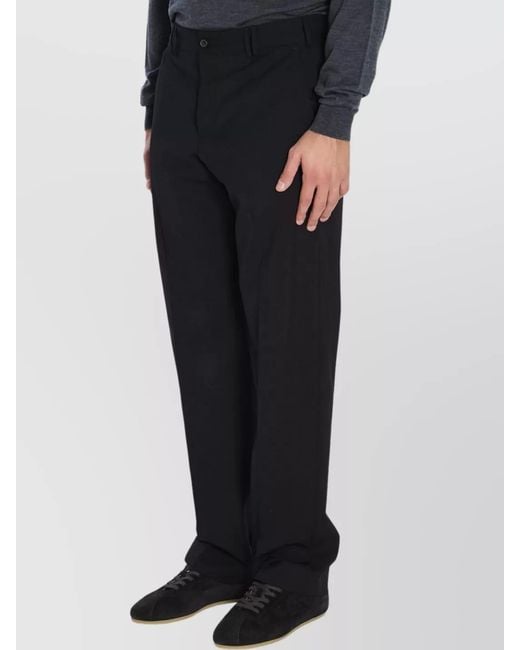 PT Torino Black Wool Mid-Rise Straight-Leg Slim-Fit Trousers for men