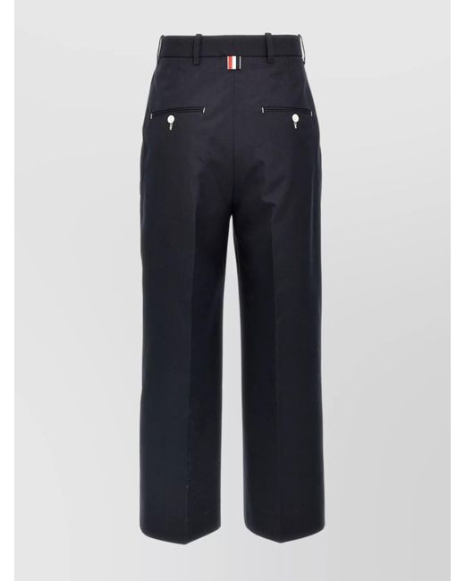 Thom Browne Blue Wool Trousers With Front Pleats And Pockets