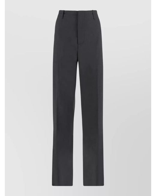 Bottega Veneta Blue Wool Trousers Flat Front Tailored Design for men