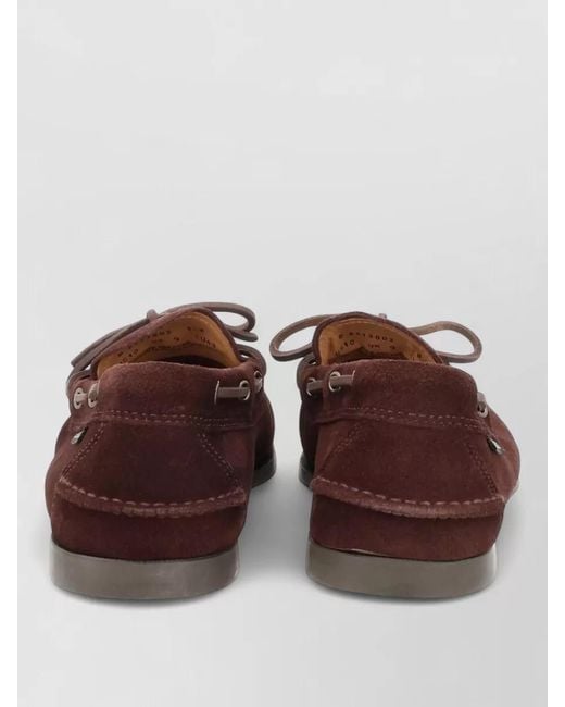 G.H.BASS Brown Boat Shoes Moc Toe Suede Bow Rubber for men