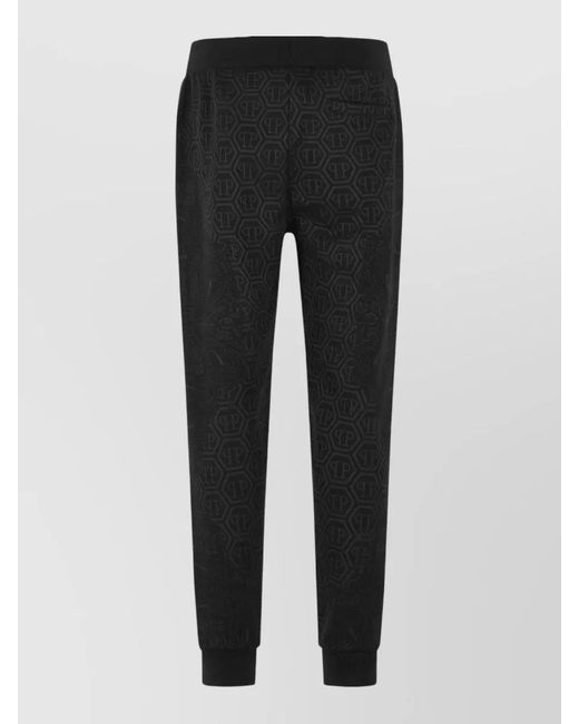Philipp Plein Black Paisley Track Pants for men