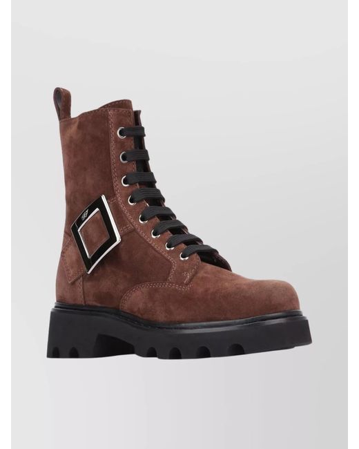 Roger Vivier Brown Lace-Up Ankle Boots