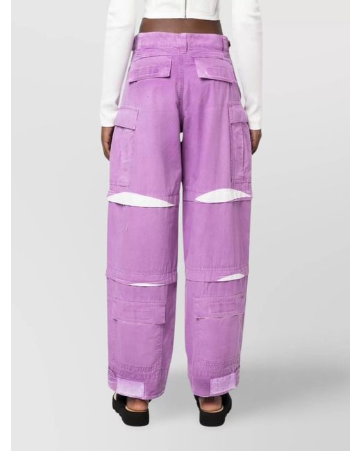 DARKPARK Purple Cotton Wide-Leg Cargo Trousers