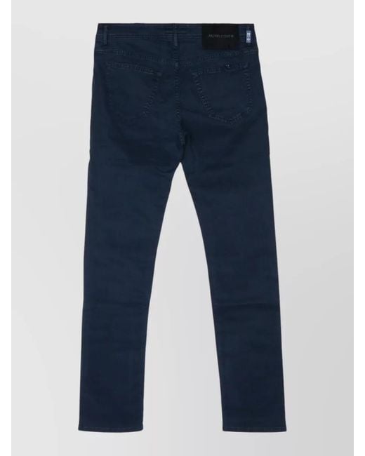 Jacob Cohen Blue Denim Trousers Belt Loops Mid Rise Slim for men