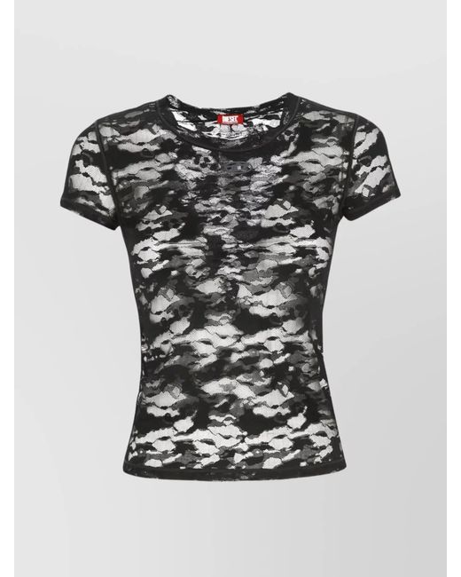DIESEL Black Lace Slim-Fit Short-Sleeve T-Shirt