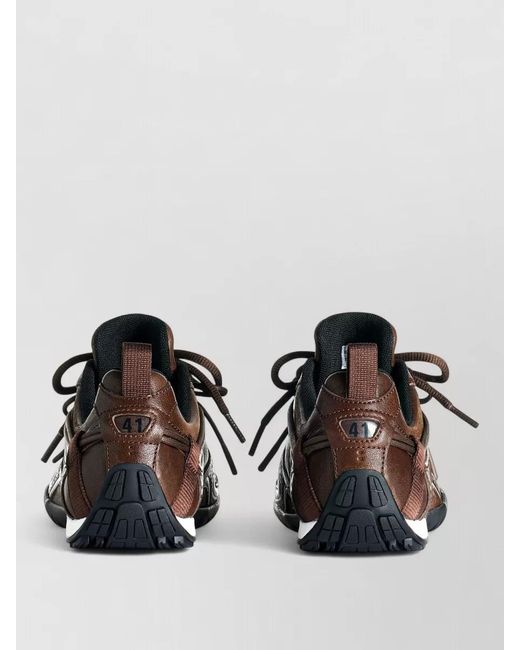 Balenciaga Brown Leather Lace-Up Sneakers