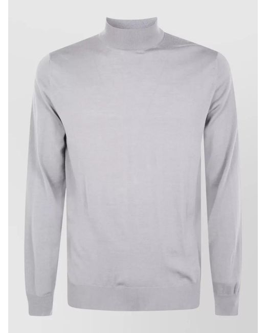 Filippo De Laurentis Gray Virgin Merino Wool Mock Turtleneck Jumper for men