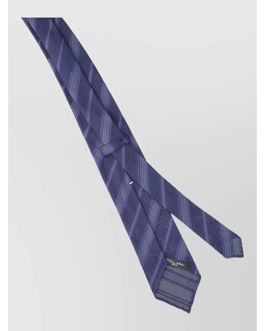 Cesare Attolini Blue Regular Width Striped Textured Fabric Necktie for men