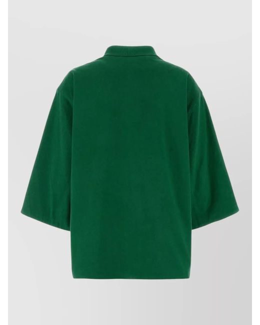 Prada Green Piquet Jacket Wide Sleeves Collared Design
