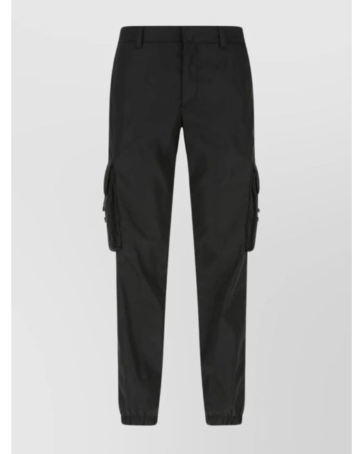 Prada Black Hem Cuffed Cargo Pant With Belt Loops for men