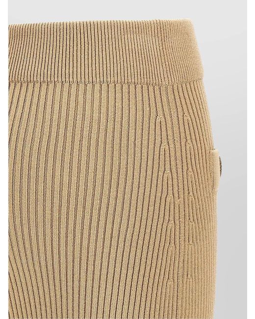 Balmain Natural Ribbed Midi Skirt