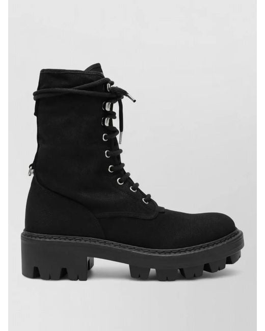 Prada Black Ankle Boots Chunky Sole Round Toe Pull