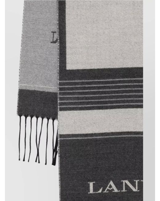 Lanvin Gray Logo-Lettering Scarf