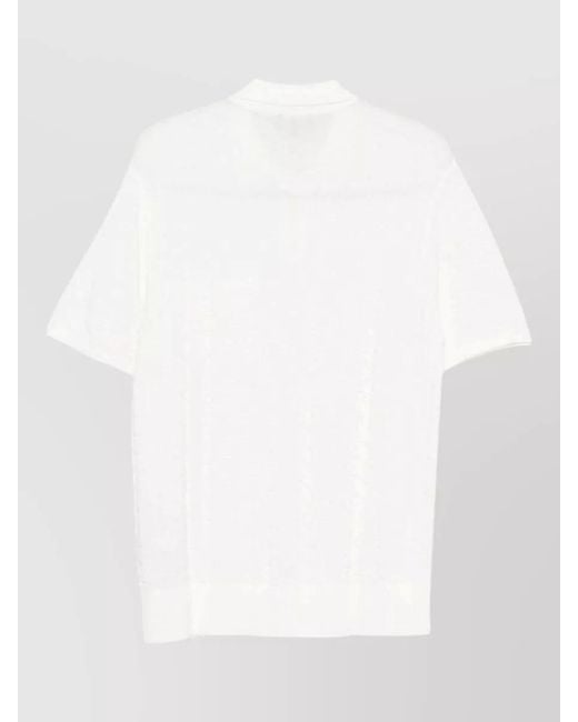 Emporio Armani White Knitted Polo Shirt Short Sleeves Pocket for men