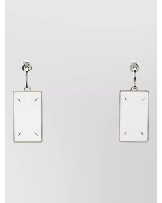 Maison Margiela White Metal Stud Earrings