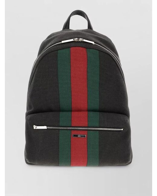 Gucci Black Backpack Adjustable Straps Front Zip Pocket Handle for men