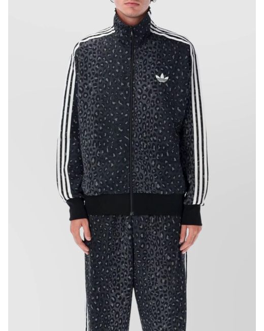 Adidas Originals Blue Cheetah Print High Collar Jacket for men