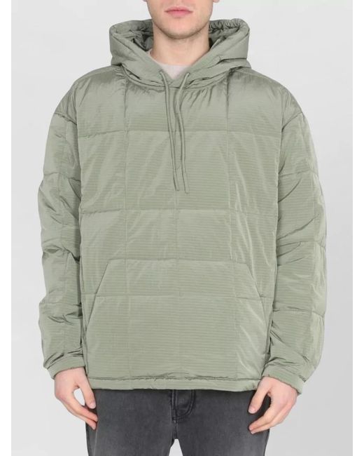 Ienki Ienki Green Hooded Anorak Jacket Quilted Front Pockets for men