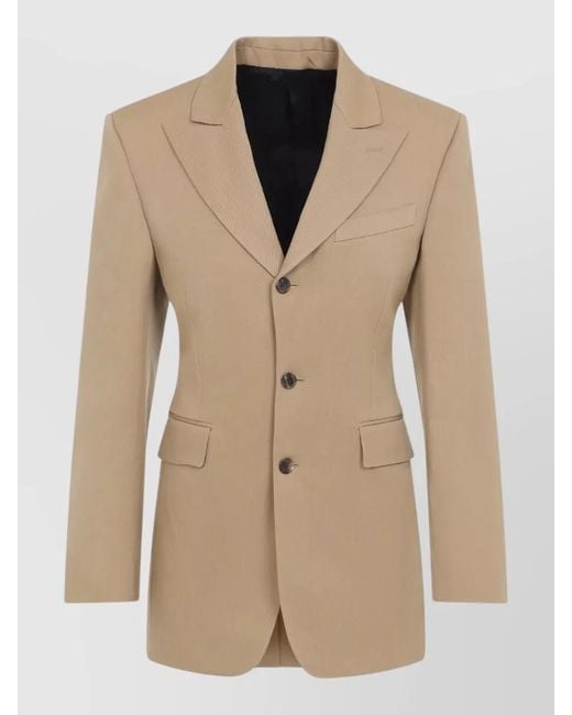 Céline Natural Single Breasted Tailored Jacket Notch Lapel