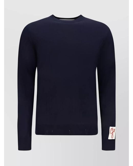 Golden Goose Deluxe Brand Blue Wool Regular-Fit Crewneck Sweater for men