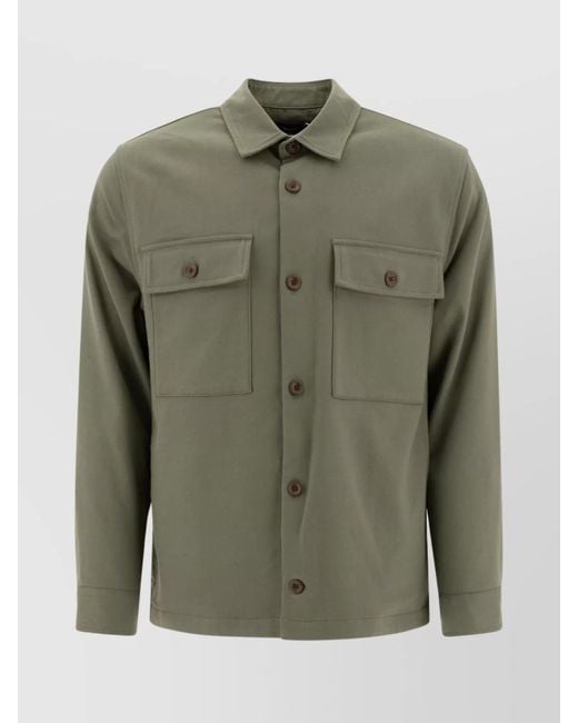 Vince Green Collared Long Sleeves Chest Pockets Jackets for men