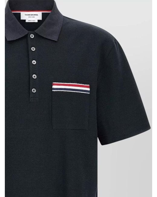 Thom Browne Black Short-Sleeve Polo Shirt for men