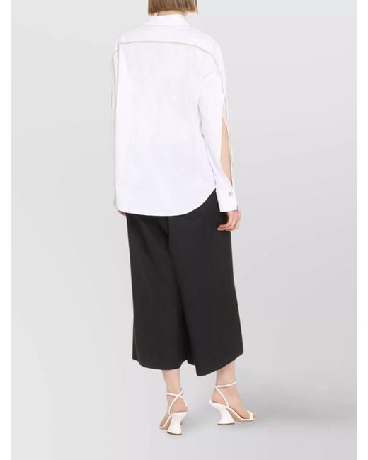 Genny White Embellished Stretch Poplin Shirt