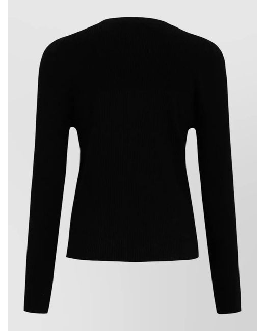 Maison Kitsuné Black Ribbed Crewneck Cardigan