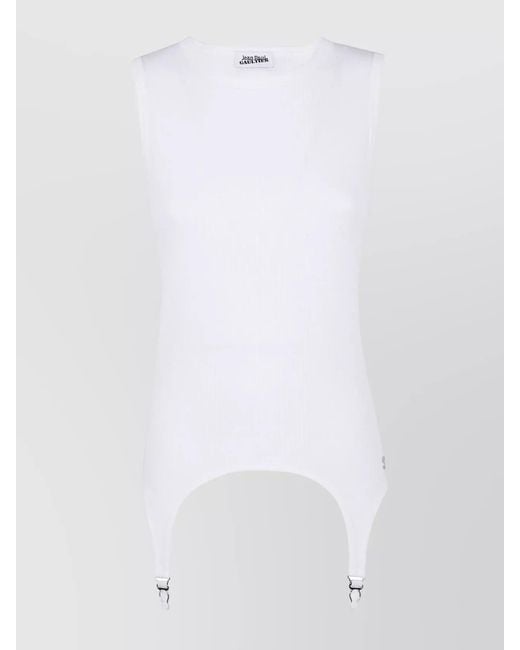 Jean Paul Gaultier White Cotton Ribbed Tank Top