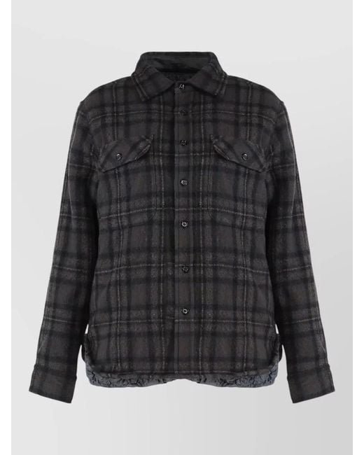Maison Margiela Black Reversible Casual Jacket Shirt Plaid Collar