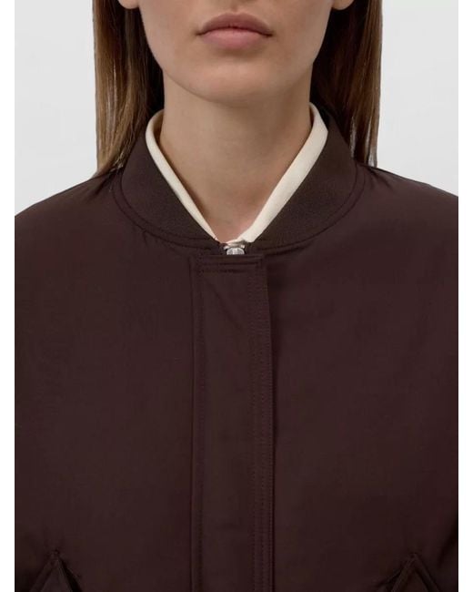 Closed Brown Zipped Blouson Jacket Baseball Collar