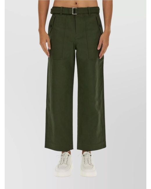 Maison Kitsuné Green Cotton Twill Wide-Leg Trousers for men