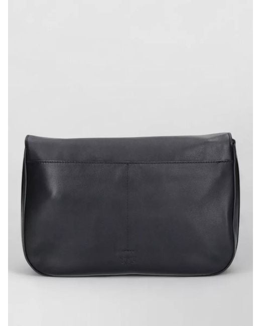 Pinko Gray Love Bag Leather Clutch Bag
