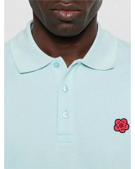KENZO Blue Short-Sleeve Polo Shirt for men