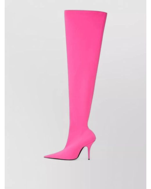 Balenciaga Pink Stretch Knee-High Stiletto Boots