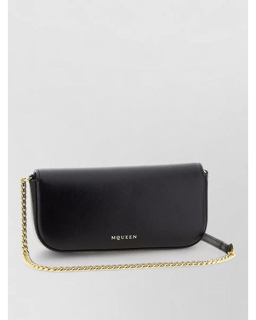 McQueen Black Skull Flower Small Chain Crossbody Bag