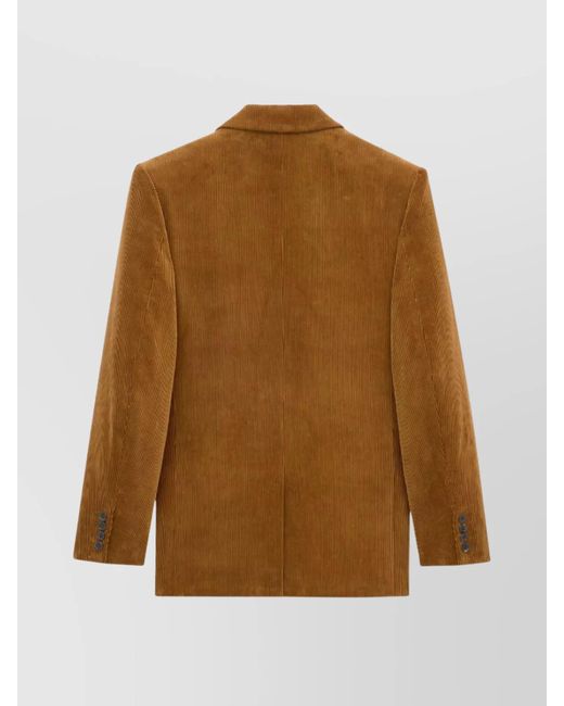 Saint Laurent Brown Corduroy Double-Breasted Blazer