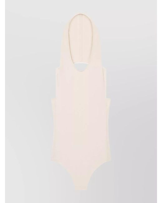 Courreges White Hooded Halterneck Sleeveless Bodysuit