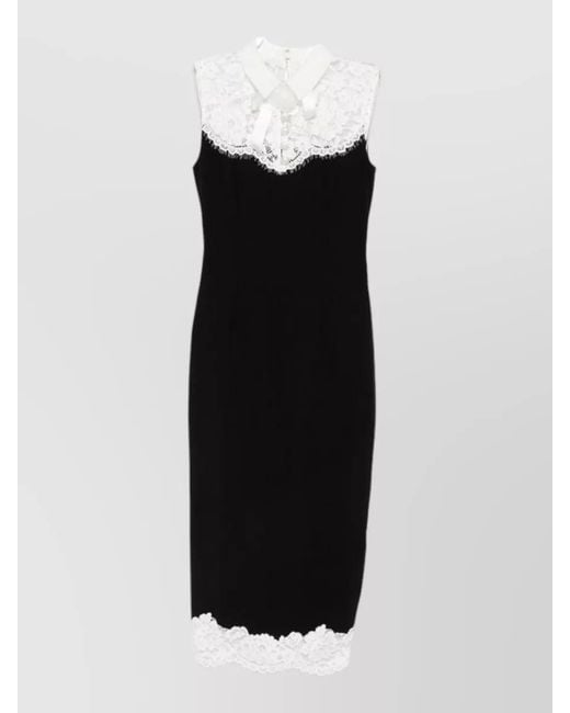Self-Portrait Black Long Dress Lace High Neck Floral Slit
