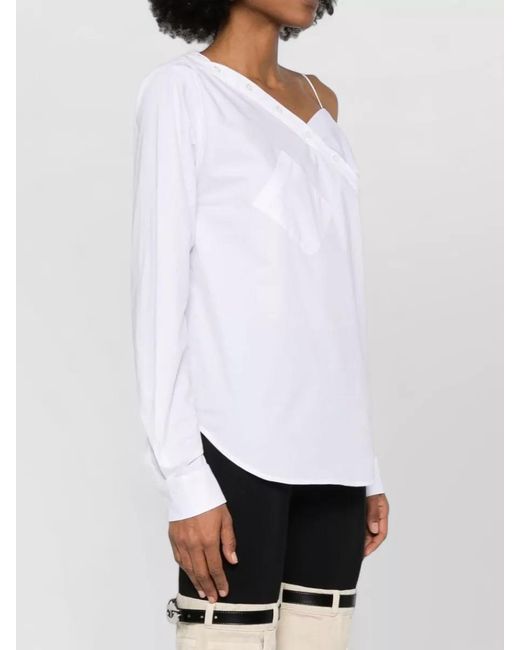 Coperni White Cotton Asymmetric Long-Sleeve Shirt