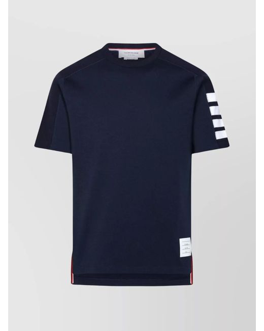 Thom Browne Blue Striped Sleeve Cotton T-Shirt for men