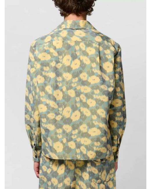 Marni Metallic Shirt Pointed Collar Long Sleeves Floral for men