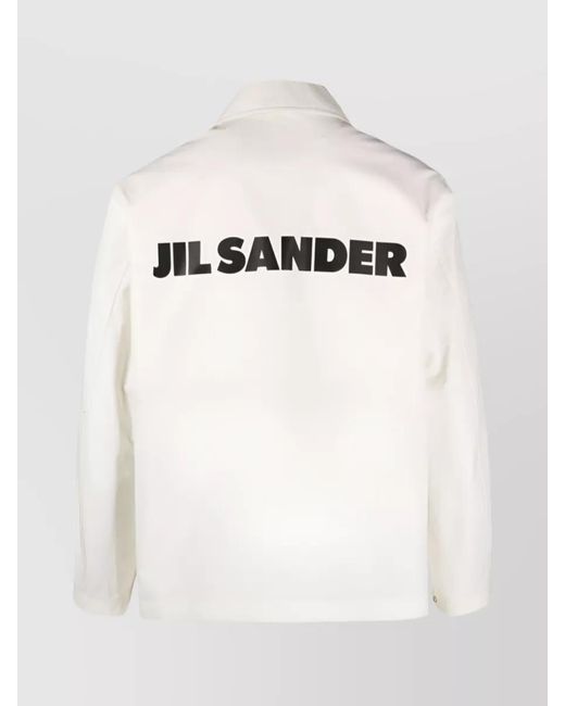 Jil Sander White Logo Print Cotton Shirt Jacket for men