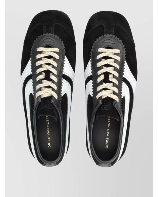 Dries Van Noten Black Leather Low-Top Sneakers for men