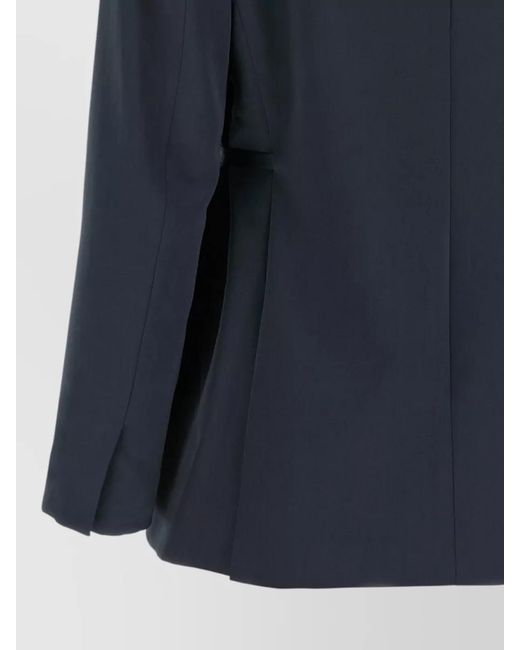 Theory Blue City Twill Blazer Longline Notch Lapel