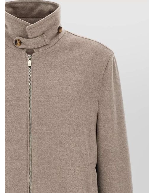 Brunello Cucinelli Natural Virgin Wool Beaver Bomber Jacket for men